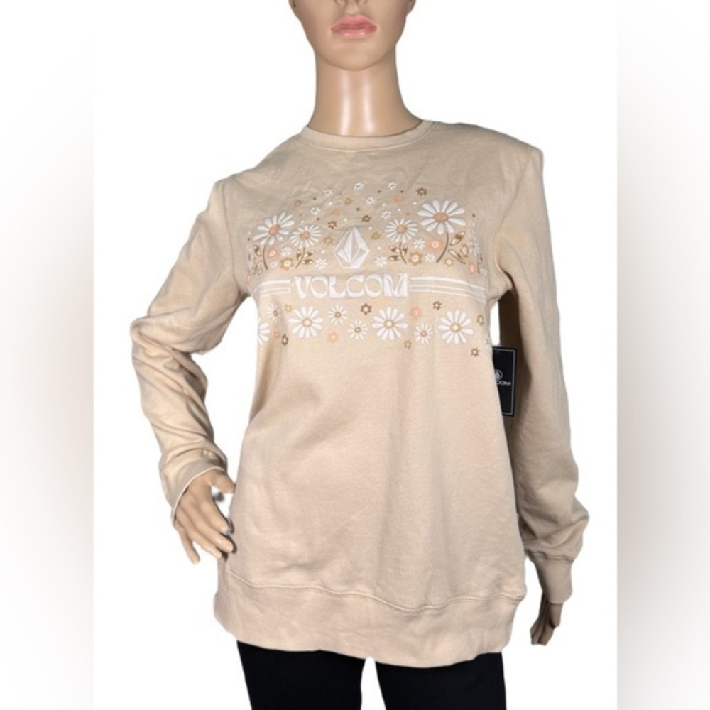 New VOLCOM Truly Deal Crewneck Sweatshirt Flowers Size Small NWT